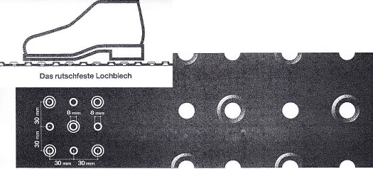 Antidérapant Tôle perforée en acier  | 3 x 1000 x 2000 mm | RU 8-30 | Espace vide 5